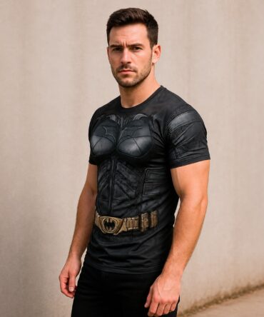 Remera Batman - semi costado con modelo humano