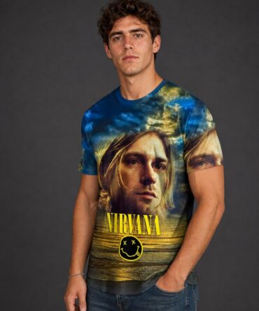 Remera Nirvana CS105 - semi costado en modelo humano