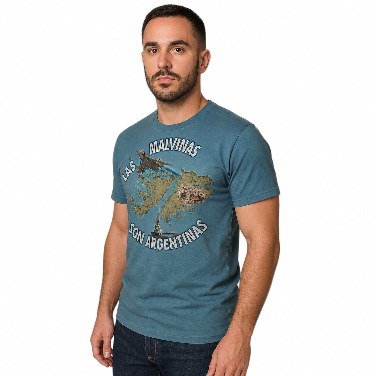 Remera Las Malvinas Son Argentinas CS624 - FOTO 2 semi costado