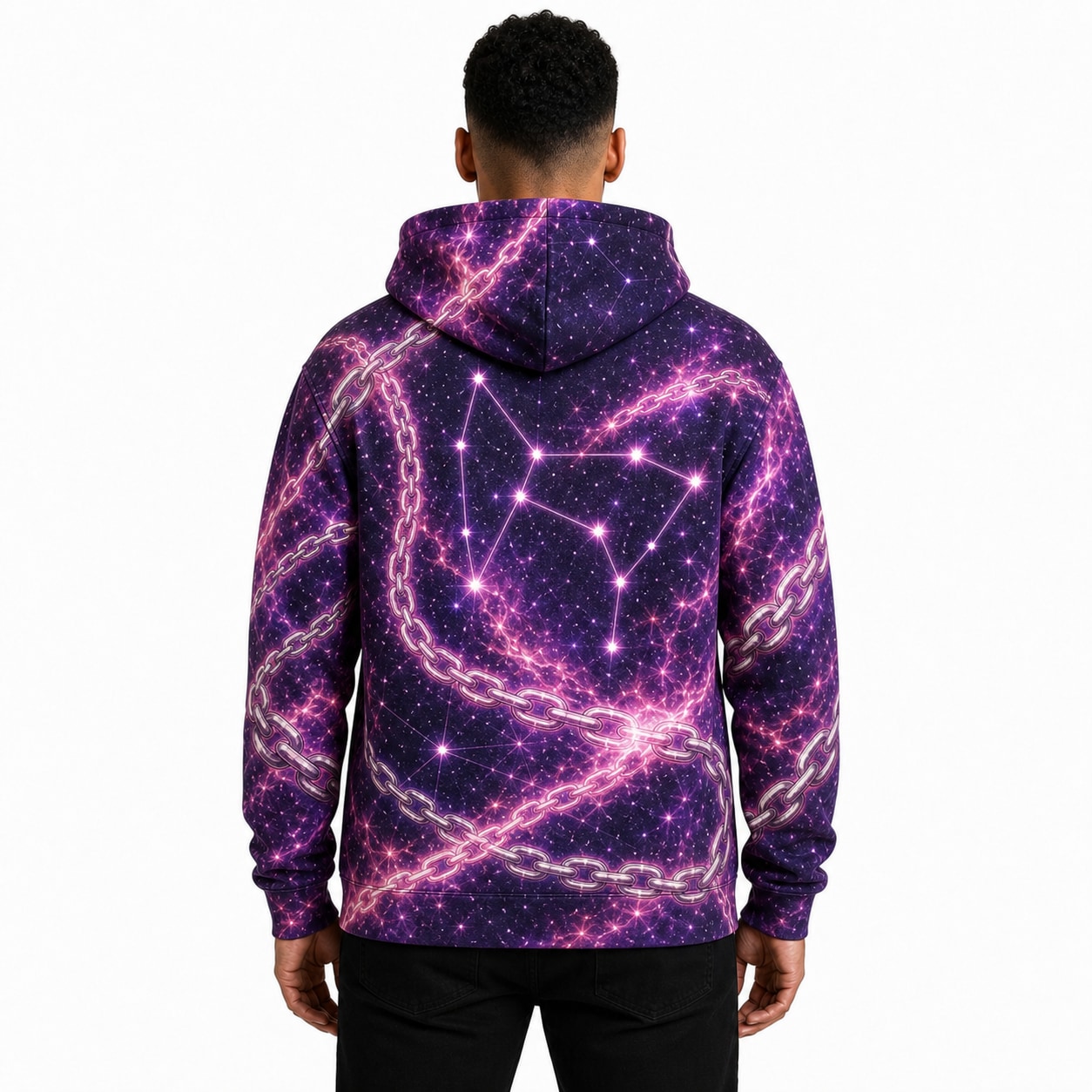 Buzo Shun de Andrómeda Cadenas Nebulares — frente, semi costado y dorso