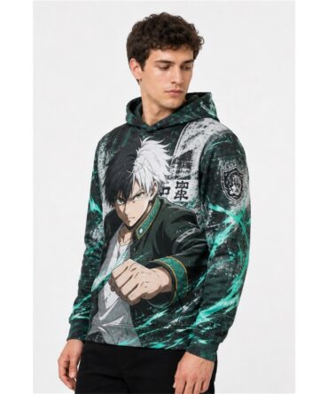 Buzo Wind Breaker Guardián de Furin — frente, semi costado y dorso