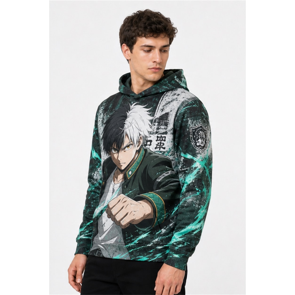 Buzo Wind Breaker Guardián de Furin — frente, semi costado y dorso