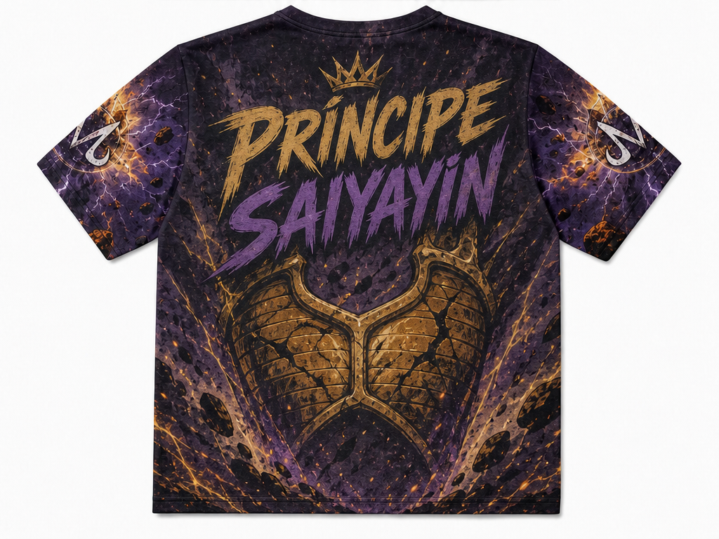 Dorso de Remera Vegeta Príncipe Saiyayin, diseño de Archivo RWY