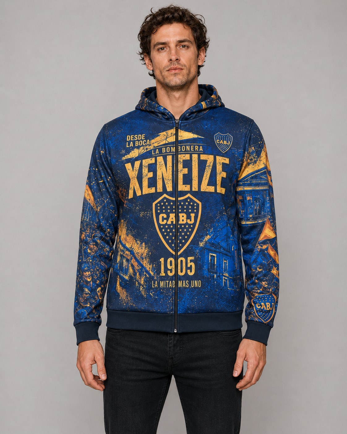 Buzo Boca Xeneize con cierre - mockup frente