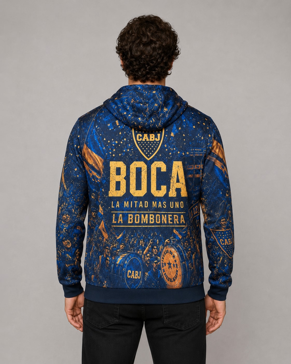 Buzo Boca Xeneize con cierre - mockup espalda