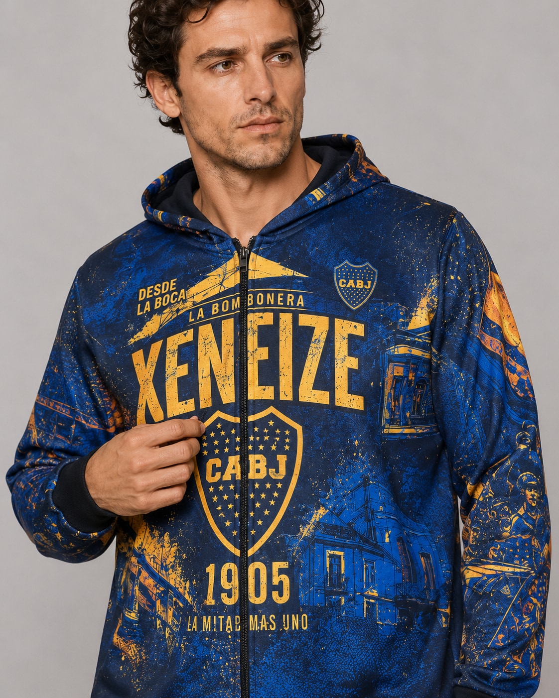 Buzo Boca Xeneize con cierre - detalle