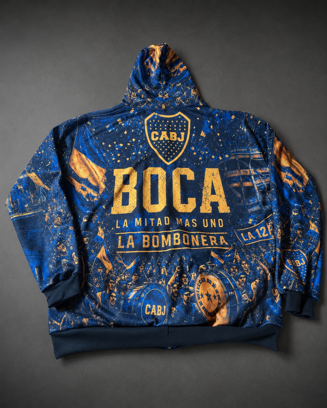 Buzo Boca Xeneize con cierre - foto real espalda