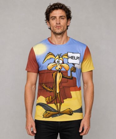 Remera Coyote Correcaminos HELP - frente en modelo masculino