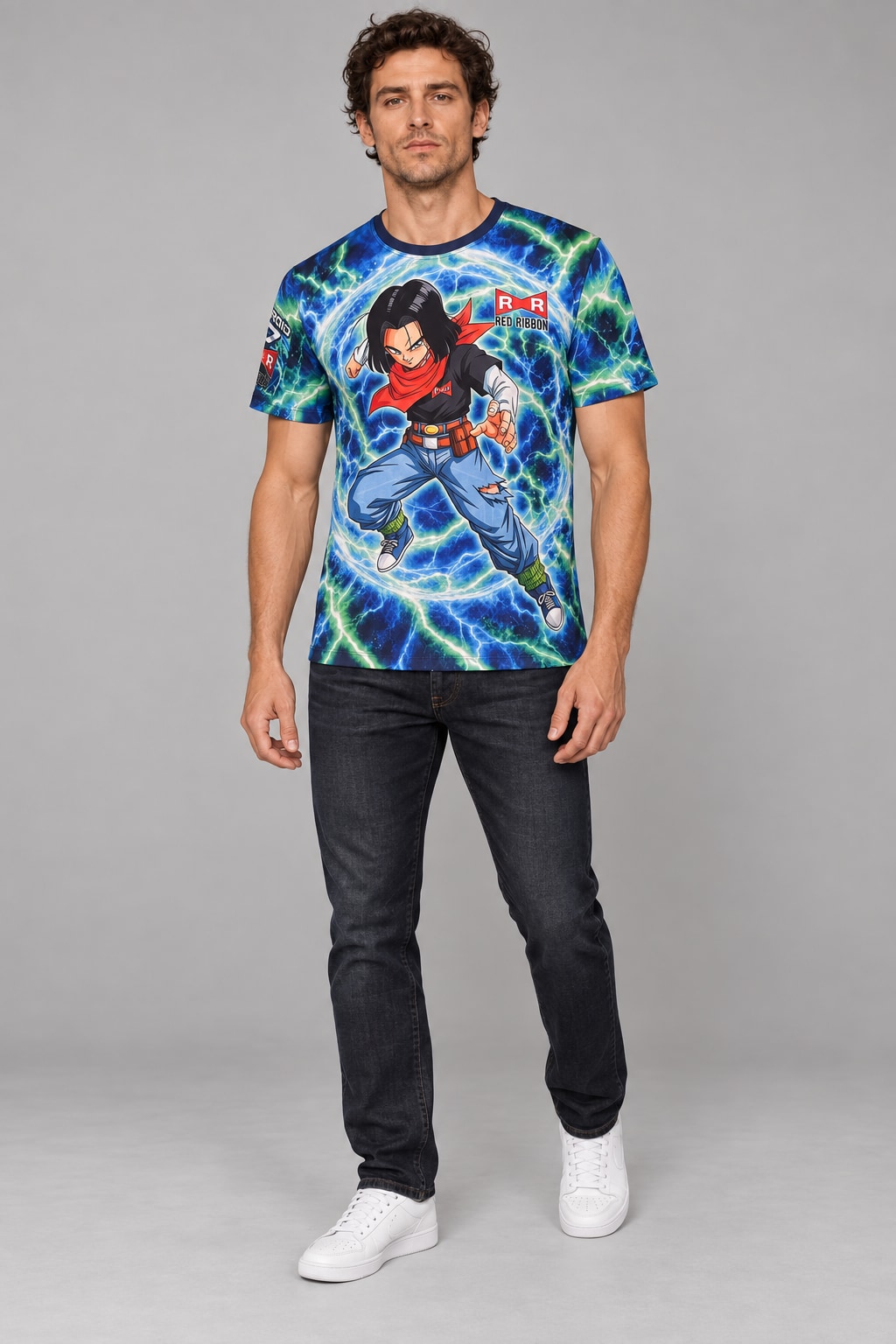 Remera Androide 17 Red Ribbon — modelo Ranwey y fotos reales