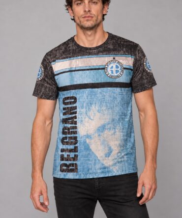 Remera Belgrano de Córdoba diseño celeste y negro