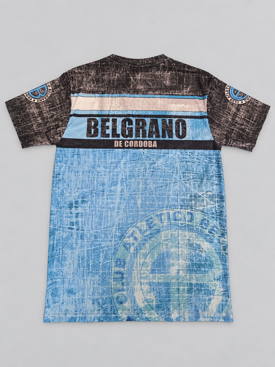 Remera Belgrano de Córdoba diseño celeste y negro