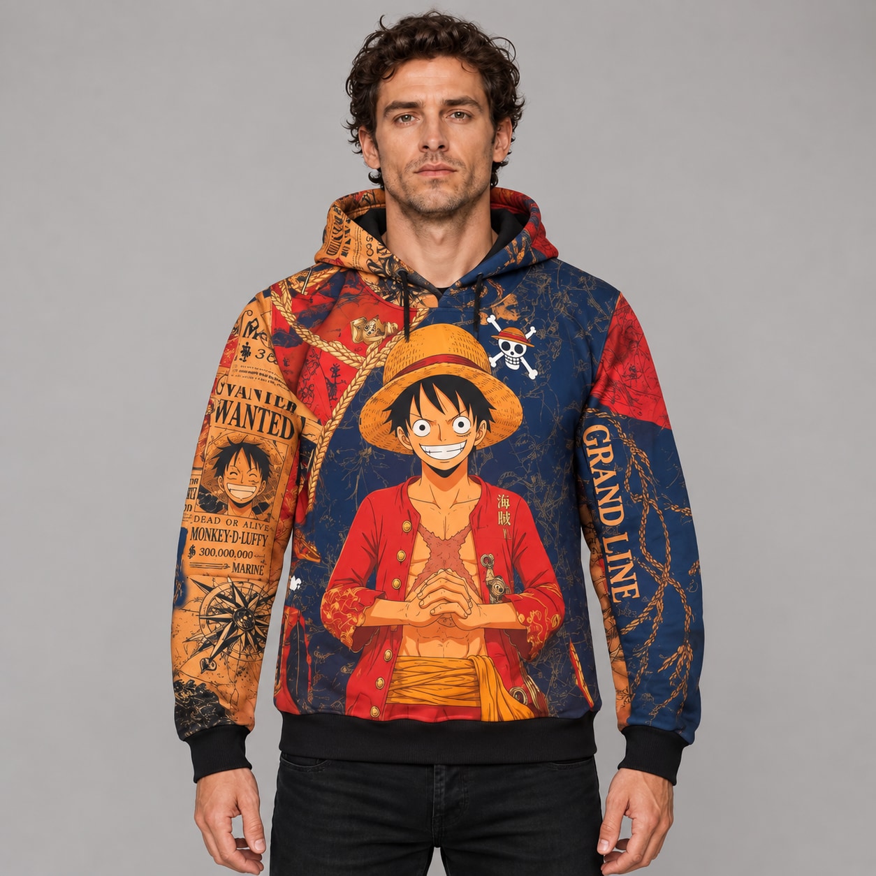 Buzo One Piece Luffy Grand Line Adventure — modelo Ranwey y fotos reales editadas