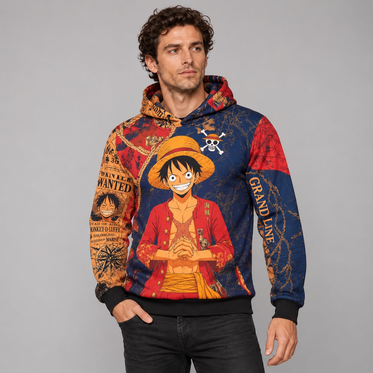 Buzo One Piece Luffy Grand Line Adventure — modelo Ranwey y fotos reales editadas
