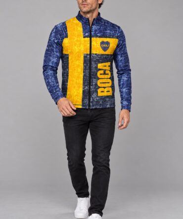 Campera slim Boca Juniors Ranwey, frente y dorso
