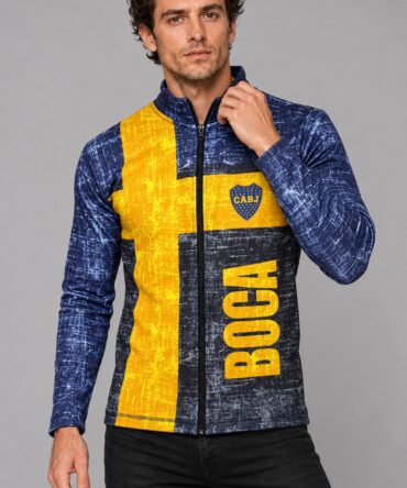 Campera slim Boca Juniors Ranwey, frente y dorso