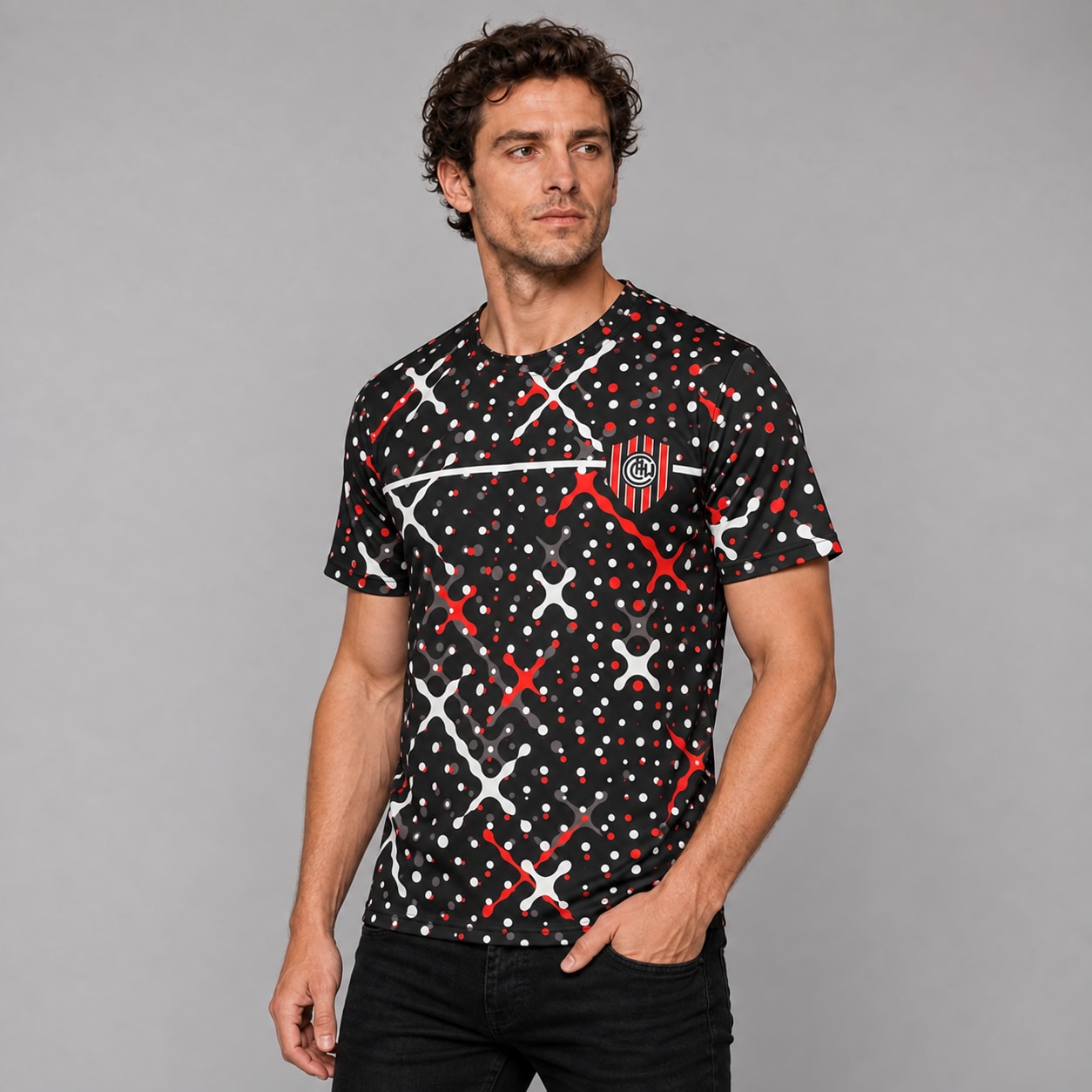 Camiseta Chacarita Juniors Fr089 modelo semi costado