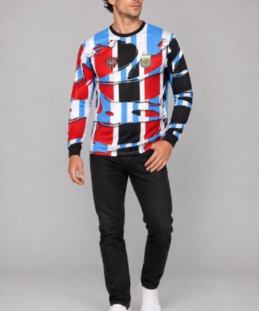 Remera Chacarita Argentina manga larga, frente y dorso