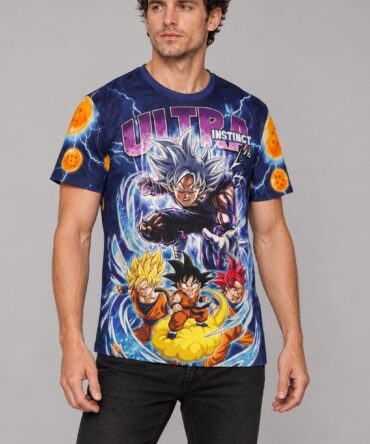 Remera Goku Ultra Instinto Ranwey, frente y dorso