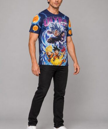 Remera Goku Ultra Instinto Ranwey, frente y dorso