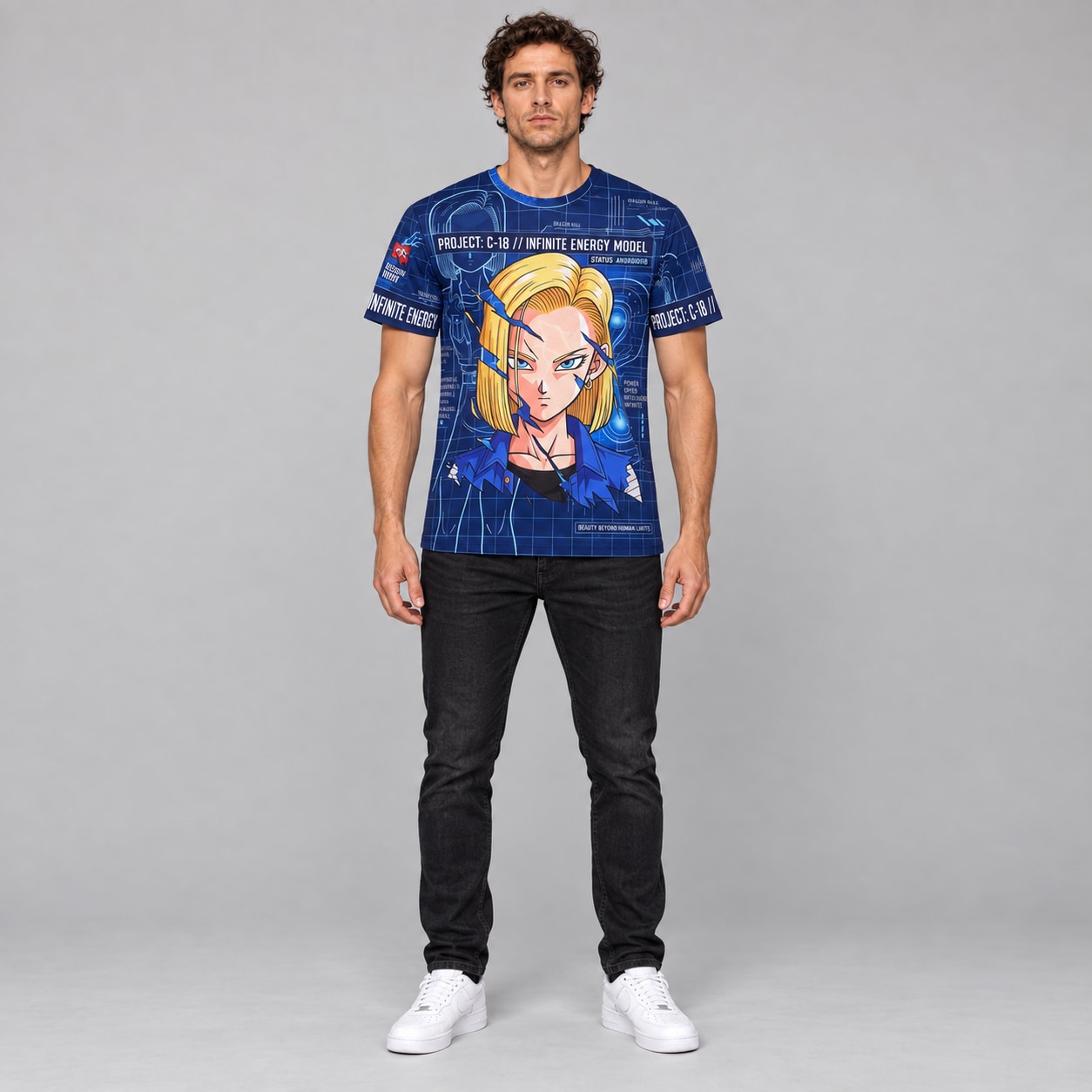 Remera Androide 18 Red Ribbon — modelo Ranwey y fotos reales