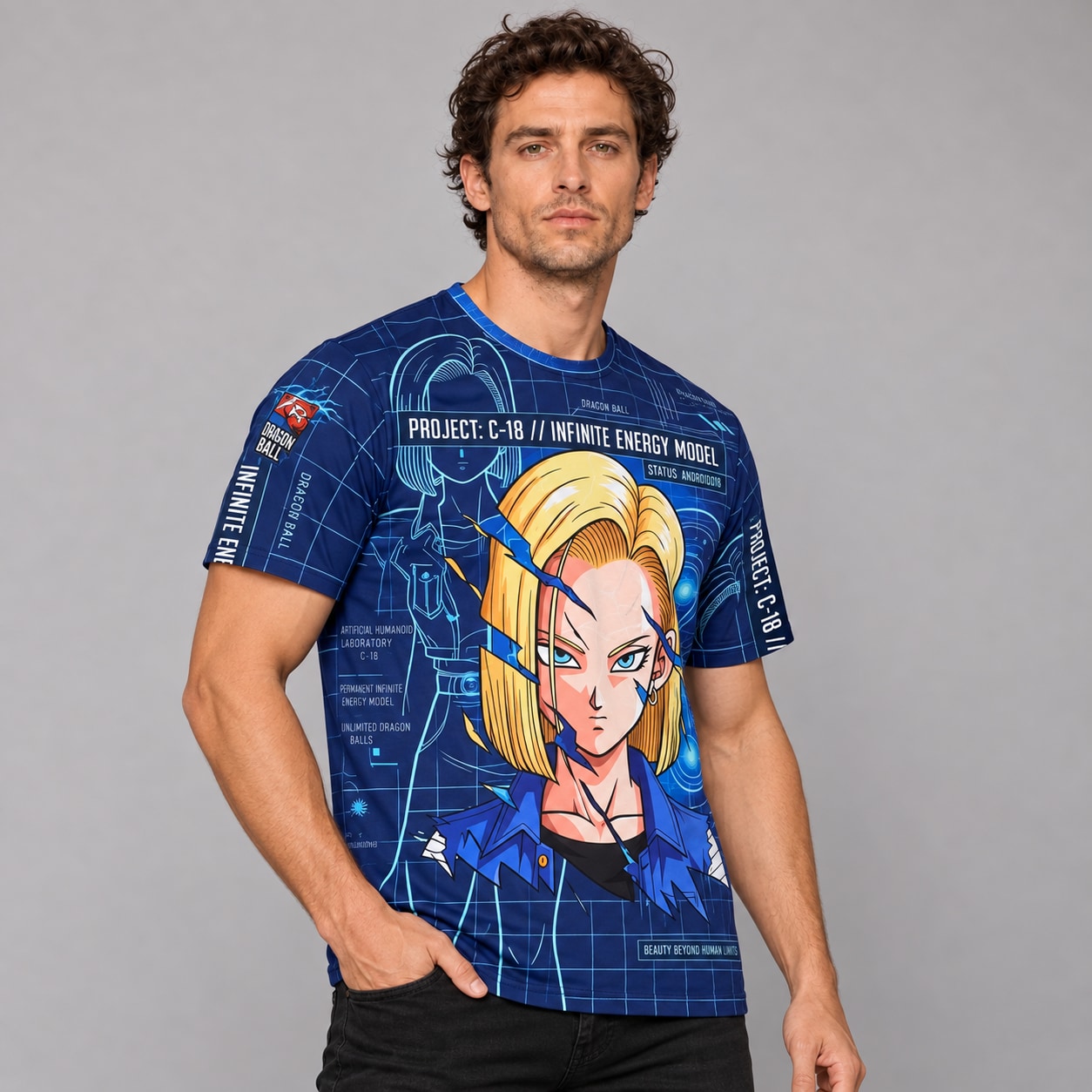 Remera Androide 18 Red Ribbon — modelo Ranwey y fotos reales