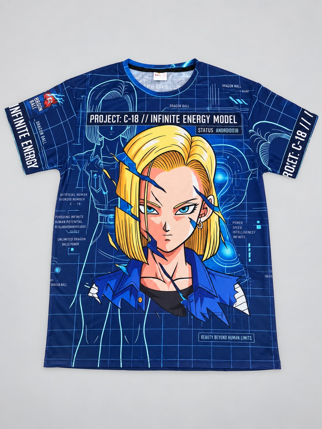Remera Androide 18 Red Ribbon — modelo Ranwey y fotos reales