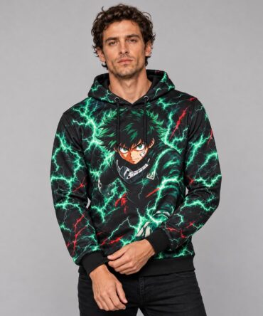 Buzo My Hero Academia One For All Ranwey con capucha, puños y cintura negros