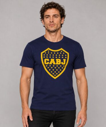 Escudo Boca Juniors Ranwey DTM048 azul marino y amarillo, remera y musculosa