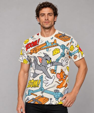 Remera Tom y Jerry Efecto Dominó mockup frente